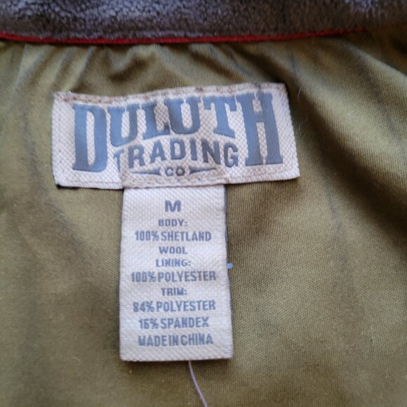 Duluth Trading Men's Windproof Full Zip Sweater Jacket Shetland Wool Green Sz. M - Picture 9 of 13